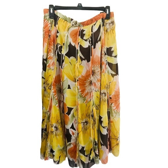 Coldwater Creek Yellow Flowered Maxi Dress Size PM - Picture 1 of 5